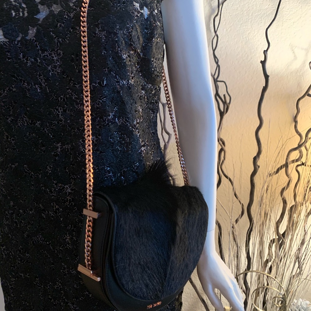MARINA Black Short sleeve Lace Metallic Dress - Picture 6 of 8